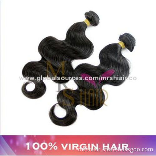 Unprocessed 6A Peruvian Virgin Hair Body Wave Human Hair Weave, Natural Black